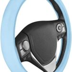 BDK Ultra Soft Blue Steering Wheel Cover, Unisex Car Accessories Non-Slip Comfy Soft Grip Faux Leather Auto Steering Wheel Cover for Cars Trucks Vans SUVs - Fits Standard 15" Inch Steering Wheels