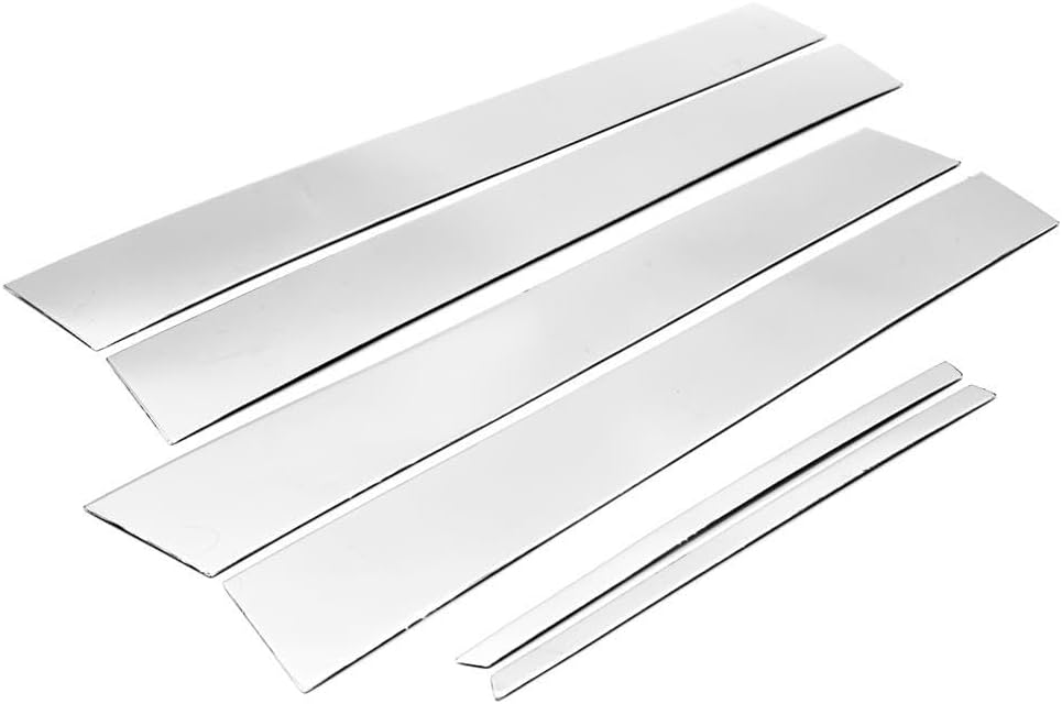 41Y7WgTDzIL._AC_SL1000_.jpg Stainless Steel Chrome Polished Stick-On Side Door Pillar Post Trim Set Compatible with 2019-2024 Chevy Silverado 1500 / Sierra 1500 New Gen Crew Cab - Image 1