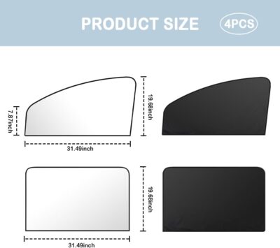 Magnetic Car Window Shade - Full Blackout for UV Block&Privacy Protection with Car Side Window Sun Shade- Universal SUV,Truck,Auto Privacy Shades (A-Side Window/4pcs) - Image 2