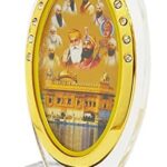BISMAADH Car Dashboard Oval Shape Acrylic Showpiece Figurine Religious Idol Statue for Office & Home Décor (10 Guru & Golden Tempel)