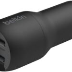 Belkin 24 Watt Dual USB Car Charger - 2 12W USB A Ports with Fast Charging for Apple iPhone 14, 14 Pro, 14 Pro Max, iPhone 13, 13 Pro, 13 Pro Max, Samsung Galaxy, AirPods & More - USB-C Charger