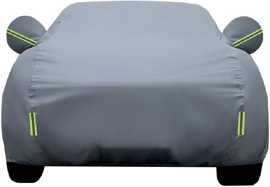 41x9mjVvXNL._AC_SL1001_.jpg 6 Layers Car Cover Waterproof All Weather, Heavy Duty Outdoor Car Cover Universal Fit Sedan Honda Civic,Ford Mustang,Chevrolet Camaro,Toyota Corolla etc.(Grey, 3L+ Sedan Length (180" to 194")) - Image 1