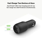 Belkin 36-Watt Dual-USB Car Charger - Power Delivery 2 18W USB-C Ports with PPS Charging Apple iPhone 14, 14 Pro, 14 Pro Max, iPhone 13, 13 Pro, 13 Pro Max Samsung Galaxy, AirPods - USB-C Charger - Image 3