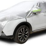 Half Car Cover All Weather Car Body Cover Sunshade Cover Snow Cover Waterproof Snowproof Universal 210D Oxford Fabric (Fit Hatchback Length 158'' to 173'')