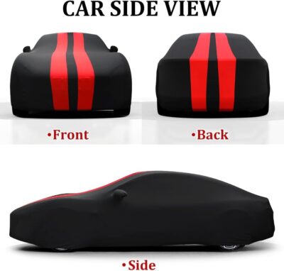 WinPower Indoor Car Cover, Stretch Dustproof Protection Fit 181-192 Inch Sedan Full Car Cover for Underground Garage Car Show, Black and Red - Image 5