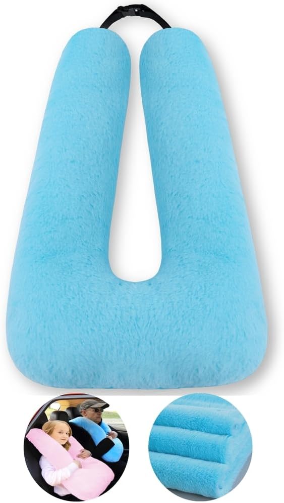 512-ArkEaQL._AC_SL1000_.jpg Travel Pillow Cushion for The Back Seat of Car Car Pillow for Kids A Sleeping Artifact Suitable for Long-Distance Travel of Adults and Children Travel Pillow for Kids Blue - Image 1
