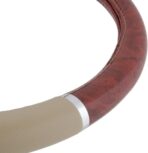 BDK Dark Wood Grain Car Steering Wheel Cover, Standard 15 inch with Beige Faux Leather Grip, Made to Fit Most Auto Truck Van SUV - Image 9
