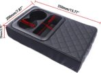 Supin Car Armrest Cushion - Multifunctional Faux Leather Armrest Cushion with Cup Holder, Phone Storage, and Ergonomic Design for All Seasons (BLack) - Image 6