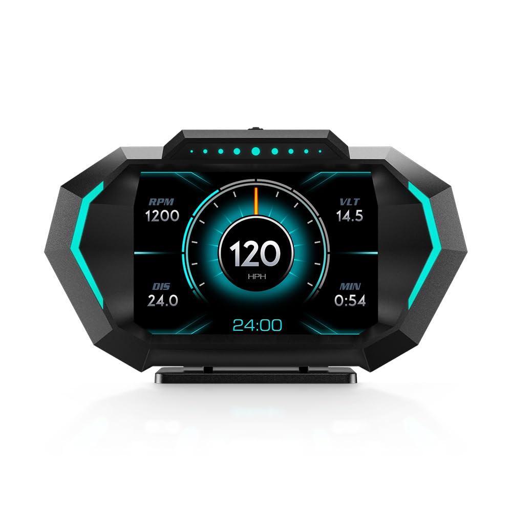 512fmwCB4eL._SL1000_.jpg OBD2 Heads Up Display for Car, OBD2 & GPS Speedometer Dual System HUD Digital Speedometer MPH with Car Inclinometer, RPM, Water Temp, Volt, Mileage, Overspeed Alarm for Most 2008+ Sedan Cars - Image 1