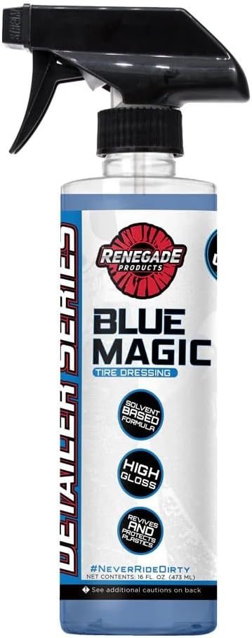 512qI9B13VL._AC_SL1000_.jpg Renegade Products Blue Magic Tire Dressing – High Gloss Solvent-Based Formula for Tires, Trim, and Exterior Plastics – Professional Detailing Shine (16 OZ) - Image 1