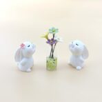 Cute Rabbit Car Dashboard Accessories Flowers Rear View Mirror Decorations, Funny Car Interior Accessories for Girls Women Daisy Charm