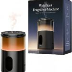 Battery Operated Waterless Diffuser – Portable Scent Machine for Car, Office & Bedroom, Ultrasonic Aroma Mist with 9 Color LED Light, Mini Essential Oil Diffuser Purple Black