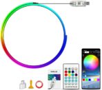 Ambient Lighting Car Led Lights Interior,43.3’’ USB Powered Acrylic Neon Flexible Strip Fiber Optic LED Ambient Lighting Kits with Remote APP, RGB Music Lights Sync for Inside car Dashboard