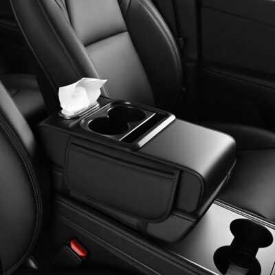 4 in 1 Center Console Cover,Multifunctional Car Armrest Storage Box with Cup Holder& Phone Holder& Car Tissue Holder,7.68 * 13.98" Arm Rest Cover for Cars with 2 Side Pockets - Image 7