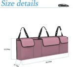 Hanemia Car Trunk Organizer, Backseat Hanging Storage with 4 Large Pockets, Collapsible Cargo Bag with Adjustable Straps Frees Trunk Floor, Sturdy Space Saving Expert for SUV, Truck, Van (Pink) - Image 2