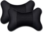 Car Neck Pillows Both Side Pu Leather 2 Pack Car Headrest Pillow for Most Cars Driving Seat Breathable Automotive Neck Support Adjustable Cute Auto Neck Pillow Neck Shoulder Pain Relief for Travel