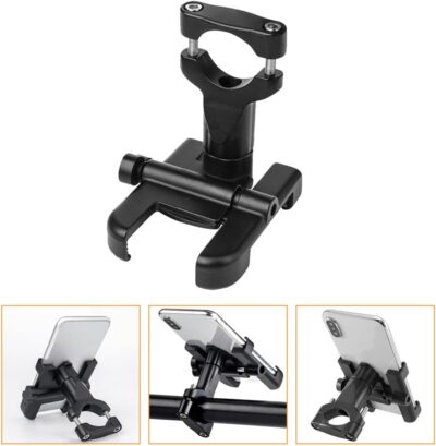 Adjustable Bike Phone Holder Motorcycle Handlebar Mount Aluminum Alloy Black Multifunctional Waterproof Phone Mount for Cycling and Motorcycles - Image 7