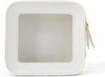 Clear Toiletry Bag Small, Mini Waterproof Makeup Organizer Zipper for Travel & Car Essentials White