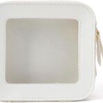 Clear Toiletry Bag Small, Mini Waterproof Makeup Organizer Zipper for Travel & Car Essentials White