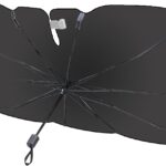 Satol Car Umbrella Windshield Sun Shade - 55"x31" (140x79cm) Universal Car Sunshade Umbrella with 10-Rib Frame | Heat Shield & UV Protection | Fits Sedan, SUV, Truck | Includes Storage Pouch
