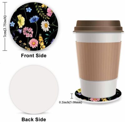 Wildflower Steering Wheel Cover for Women, Universal Auto Steering Wheel 14-15 Inch Car Interior Accessories with 2PCS Car Coasters, Suitable for Men and Women - Image 2