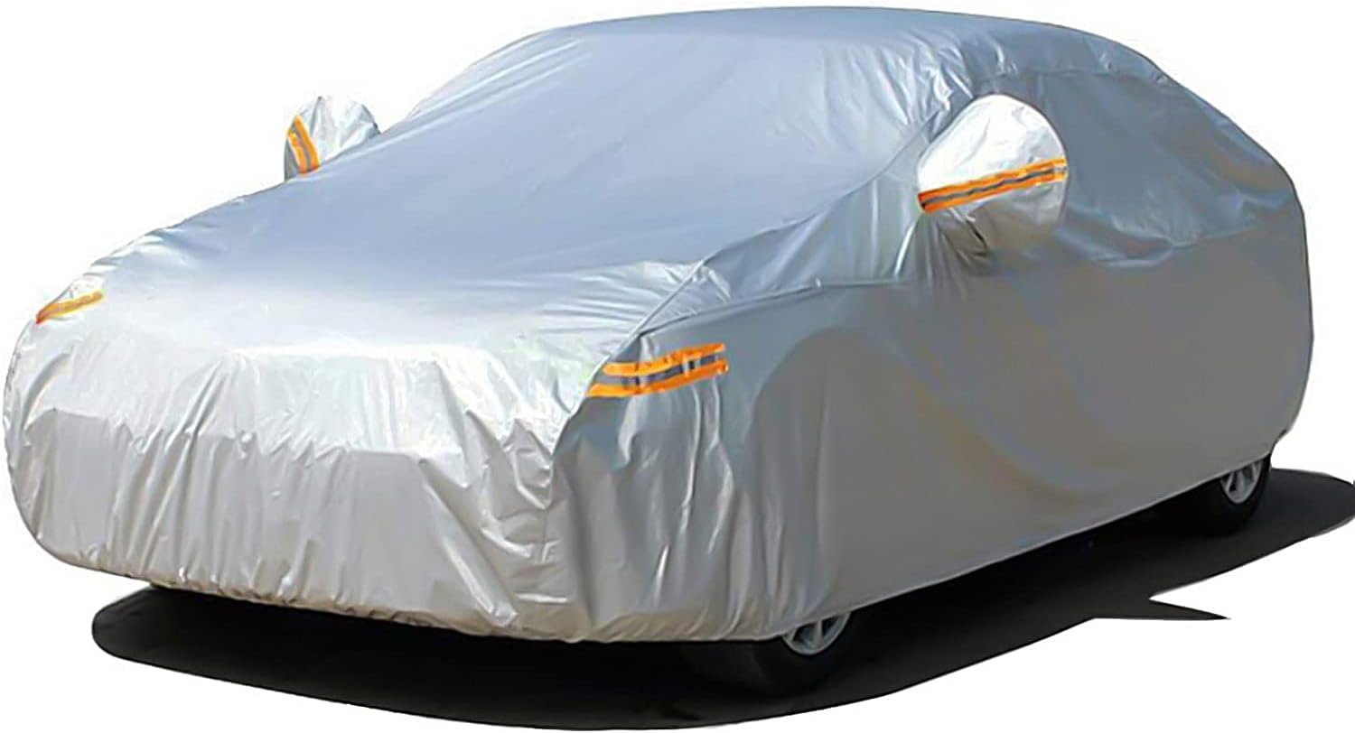 516Z08XWypL._AC_SL1500_.jpg SEAZEN Car Cover with Zipper, 2 Layer Full Car Covers Waterproof/UV Protection/Snowproof/Dustproof, Universal Car Cover (Fit Sedan-Length Up to 200") - Image 1