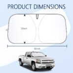 300T Thickened Sunshade for Car Windshield,Windshield Sun Shade for Blocking 99% Sunlight & Heat,Summer Cars Essentials Sun Cover for Car Windshields Fits Small Truck,SUV (XXL: 63x33 inch) - Image 2