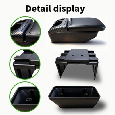 Armrest Box Double Layer Front Center Console Black PU Leather, Universal Car Armrest Box, Central Storage Organizer Box Black, USB Ports for Universal Car - Image 6