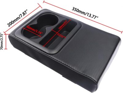 Supin Car Armrest Cushion - Multifunctional Faux Leather Armrest Cushion with Cup Holder, Phone Storage, and Ergonomic Design for All Seasons (Carbon Style) - Image 7