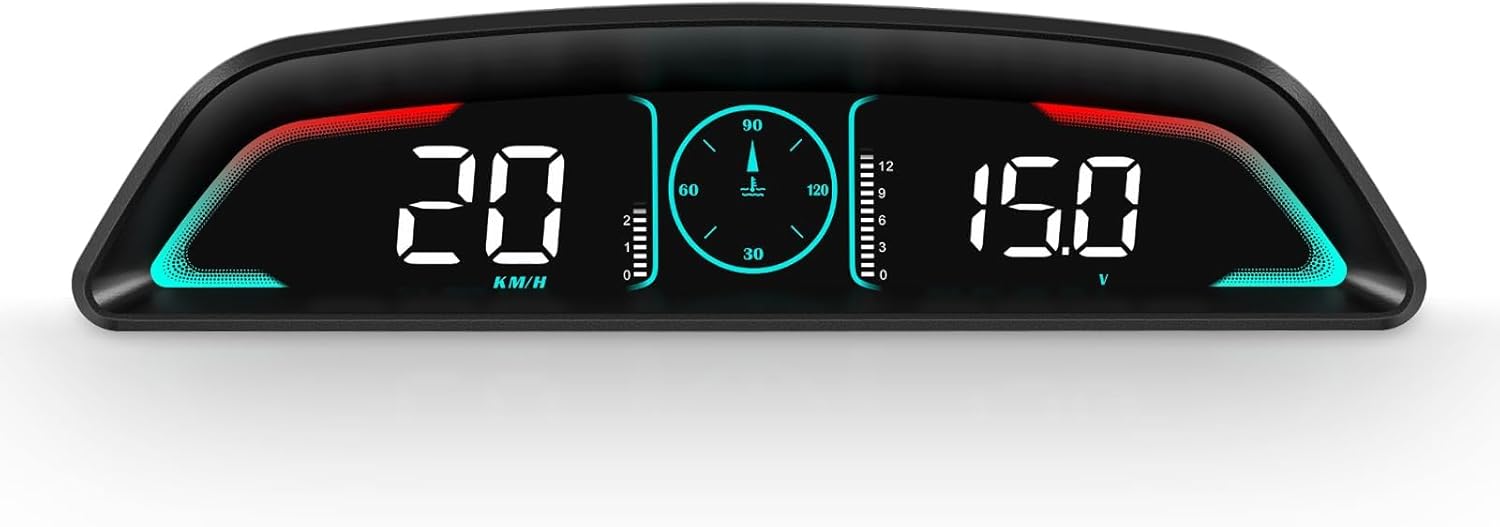 519Fa5N39DL._AC_SL1500_.jpg OBD2 Gauge Display,Head Up Display for Cars,Speedometer with Speed,Engine RPM,Clock,Overspeed Alarm,Water Temperature Alarm,Fatigue Driving Reminder,Fits Most Post-2008 Models - Image 1