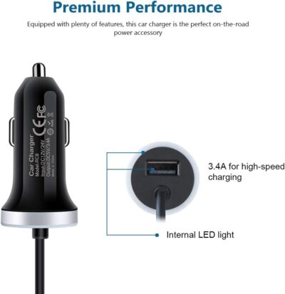 USB C Car Charger, 3.4A Fast Charging Car Adapter+3ft Type C Cable for Samsung Galaxy S26 S25 S24 S23 S22 S21 S20 S10 Note 20 A10E A20 A50 A51 A71,LG Stylo 6/5 G7 V60 ThinQ Moto G8 Google Pixel 4 3a - Image 2