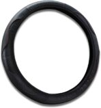 15 inch Car Steering Wheel Cover, Carbon Fiber Microfiber PU Leather Elastic Steering Wheel Protector for Men Women, Anti-Slip Breathable Car Interior Accessories (Black)