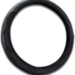 15 inch Car Steering Wheel Cover, Carbon Fiber Microfiber PU Leather Elastic Steering Wheel Protector for Men Women, Anti-Slip Breathable Car Interior Accessories (Black)