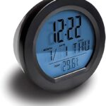 Car Dashboard Clock with Automatic Backlight at Night, Solar Powered Auto Calendar with Switchable Fahrenheit & Celsius, 12/24 Hour Format Time Vehicle Adhesive Small Digital Clock (Black)