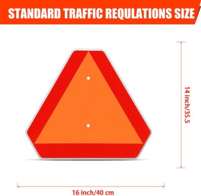Slow Moving Vehicle Sign,Slow Moving Vehicle Triangle Sign,Aluminum 14"x16"3M Reflective for Golf Cart - Image 5