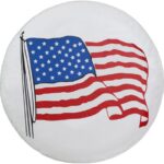 Spare Tire Cover, White Wheel Cover with American US Flag PVC Leather Waterproof Dust-Proof Universal Fit for Jeep, Trailer, RV, SUV, Camper and Van (15 Inch)