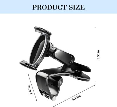 Car Dashboard Phone Holder, 360° Rotation Clip-on Vehicle Dash Cellphone Stand with Parking Number Plate, Auto Sun Visor & Rear View Mirror Mobile Phone Mount, Fits Most Smartphones - Image 2