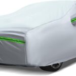 AUQDD 6-Layers Premium Sedan Car Cover Waterproof All Weather Weatherproof UV Sun Protection Snow Dust Storm Resistant Outdoor Exterior Custom Form-Fit Full Padded Car Cover with Straps 165"-181" K1