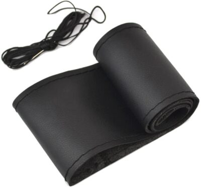 AUTOXBERT 38cm/15 Inch Leather Steering Wheel Cover Stitch On Wrap, Breathable, Anti-Slip Steering Wheel Cover for Nissan Qashqai Toyota Camry RAV4 VW Golf - Image 9