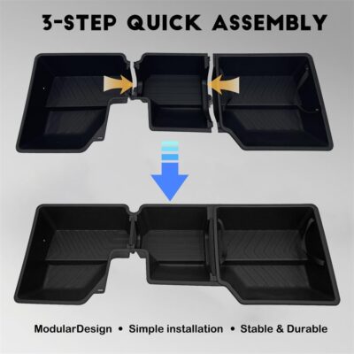 Vesul Under Seat Storage Compatible with 2019-2026 Dodge Ram 1500 Crew Cab Heavy-Duty Truck Under Back Seat Organizer Box with Detachable Portable Organizer Black - Image 4