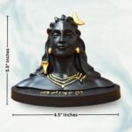 Lord Adiyogi Statue with Golden Detailing for Car Dashboard Home Office Decor Black Resin Lord Mahadev Shiv Dhyana Mudra Black Sculpture Showpiece Idol Murti for Mandir/Temple (Big) - Image 5