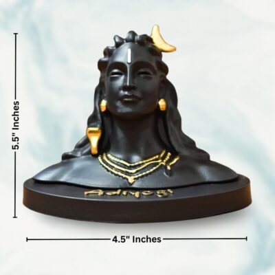 Lord Adiyogi Statue with Golden Detailing for Car Dashboard Home Office Decor Black Resin Lord Mahadev Shiv Dhyana Mudra Black Sculpture Showpiece Idol Murti for Mandir/Temple (Big) - Image 5
