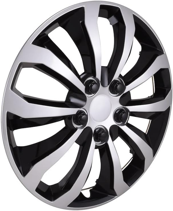 51F5GkcJfUL._AC_SL1080_.jpg CCI Wheel Covers 106114SB, Automotive Grade ABS, Gloss Painted/Black and Silver, 14 Inch, 10 Spoke, Universal Fit - Image 1