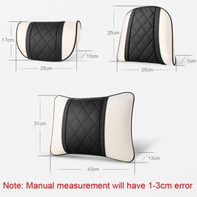 LUNDA Luxury Car Neck Pillow Car Travel Neck Rest Pillows Seat Cushion Support Napa Leather for Mercedes Benz S-Class headrest （Beige） - Image 7