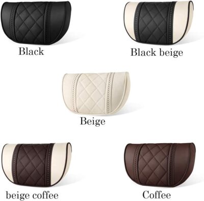 LUNDA Luxury Car Neck Pillow Car Travel Neck Rest Pillows Seat Cushion Support Napa Leather for Mercedes Benz S-Class headrest （Beige） - Image 6