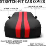 WinPower Indoor Car Cover, Stretch Dustproof Protection Fit 181-192 Inch Sedan Full Car Cover for Underground Garage Car Show, Black and Red - Image 2