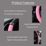 Microfiber Leather Steering Wheel Cover with Anti-Slip Lining Universal Car Accessory for Steering Wheel with a Diameter of 14.5-15 inch (Pink)