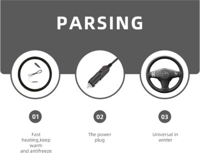 Heated Steering Wheel Cover,15" 12V Steering Wheel Warmer Heated Steering Wheel Protector Cover for Winter Universal,Suitable for Standard Size Cars, Trucks, Vans, SUV1 - Image 3