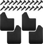 4PCS Universal Car Mud Flaps, Flexible Splash Guards Set for Front & Rear, Bendable Mudguards with Fastener Rivet Clips, Car Exterior Accessories for Pickup, Truck, SUV (Black)