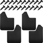 4PCS Universal Car Mud Flaps, Flexible Splash Guards Set for Front & Rear, Bendable Mudguards with Fastener Rivet Clips, Car Exterior Accessories for Pickup, Truck, SUV (Black)